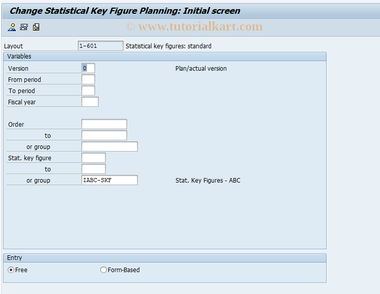 SAP TCode KPI6 - Change Statistical Key Figure Plan Data