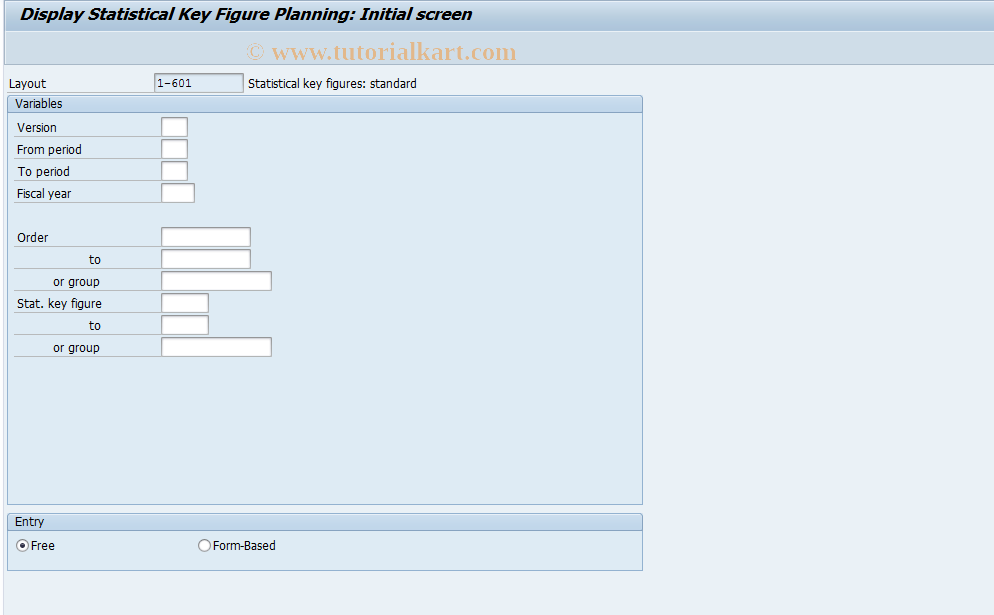 SAP TCode KPI7 - Display Statistical Key Figure Plan Data
