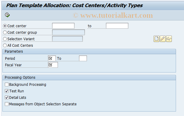 SAP TCode KPPS - Allocation Template Plan: CCtr/ATyp