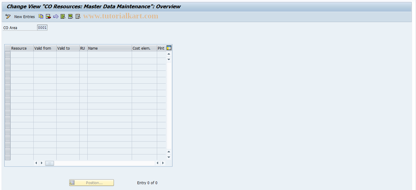 SAP TCode KPR2 - Maintain Resources Master Record