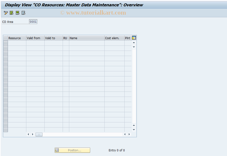 SAP TCode KPR3 - Display Resource Master Record