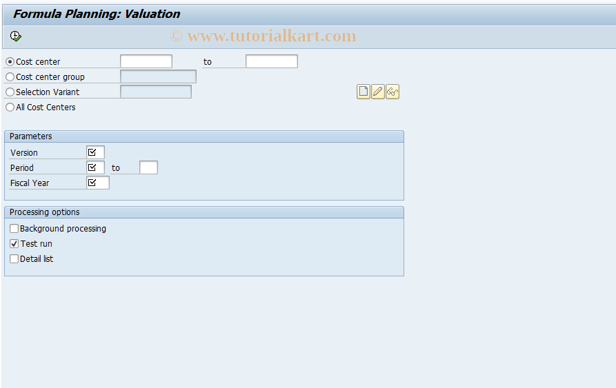 SAP TCode KPT6 - Execute Formula Planning