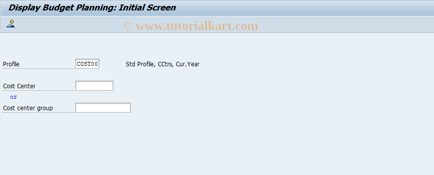 SAP TCode KPZ3 - Display Cost Center Budget