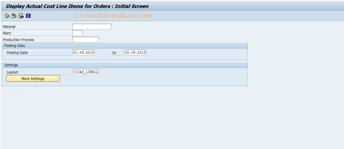 SAP TCode KRMI - Run Schedule Header: Line Items Actual