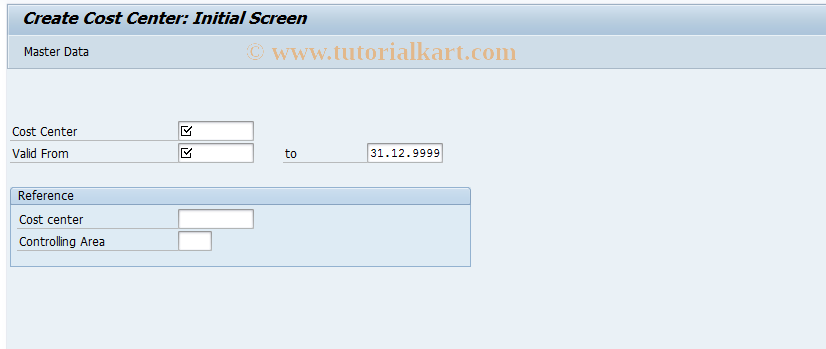 SAP TCode KS01 - Create cost center