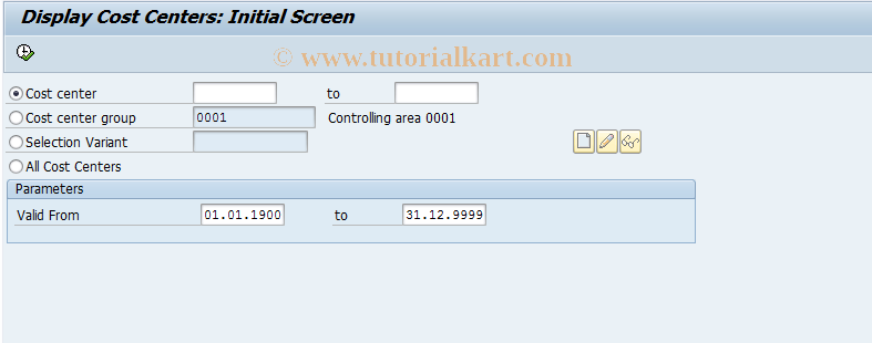 SAP TCode KS03CORE - Display Cost Centers