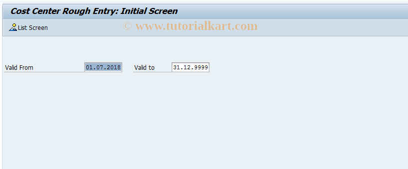 SAP TCode KS07 - Execute rough entry of cost center