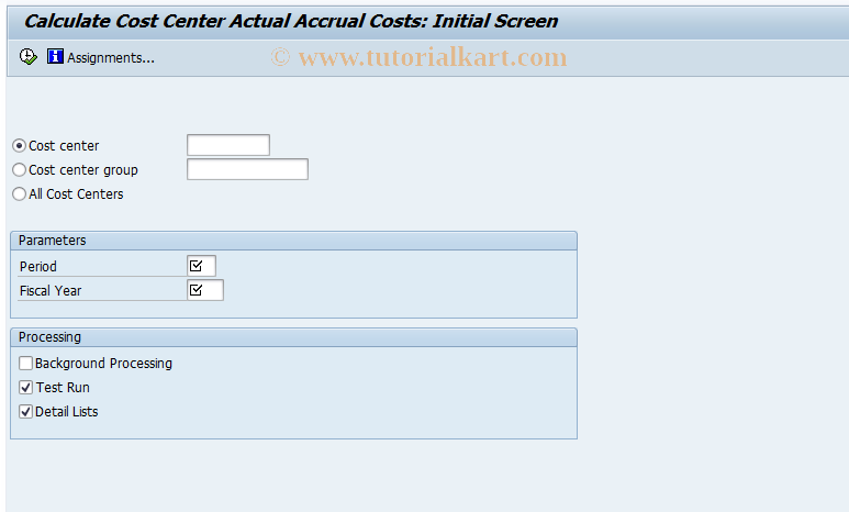 SAP TCode KSA4 - Execute actual accrual