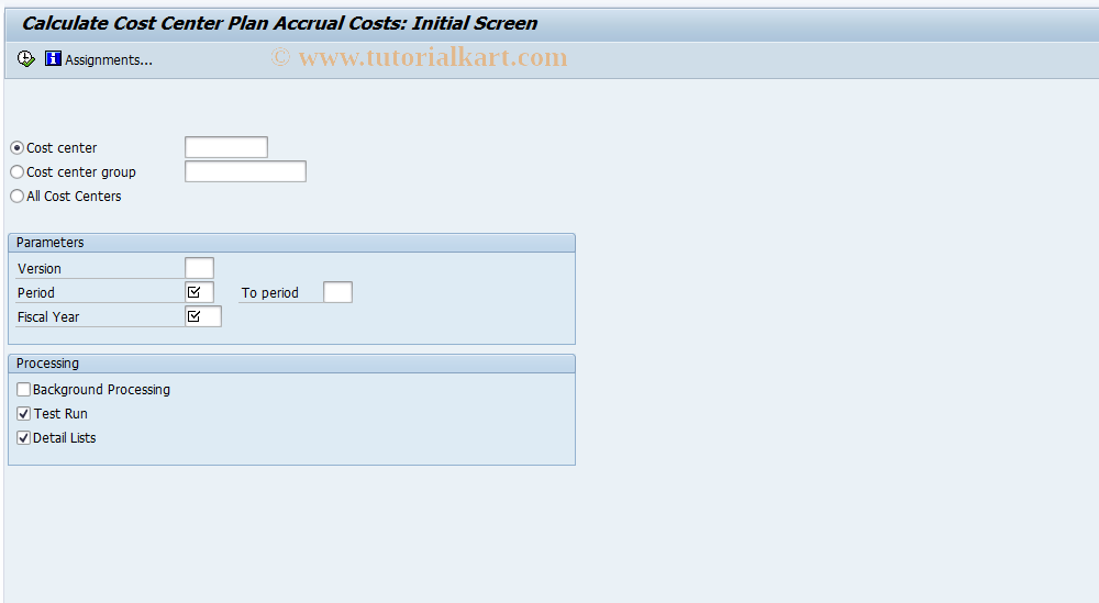 SAP TCode KSA9 - Execute Plan Accrual