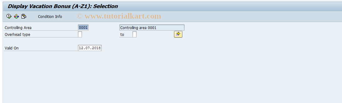 SAP TCode KSAR - Display Overhead Conditions