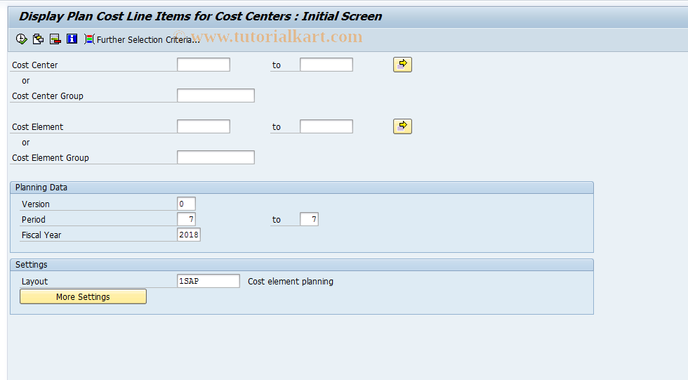 SAP TCode KSBP - Cost Centers: Plan Line Items