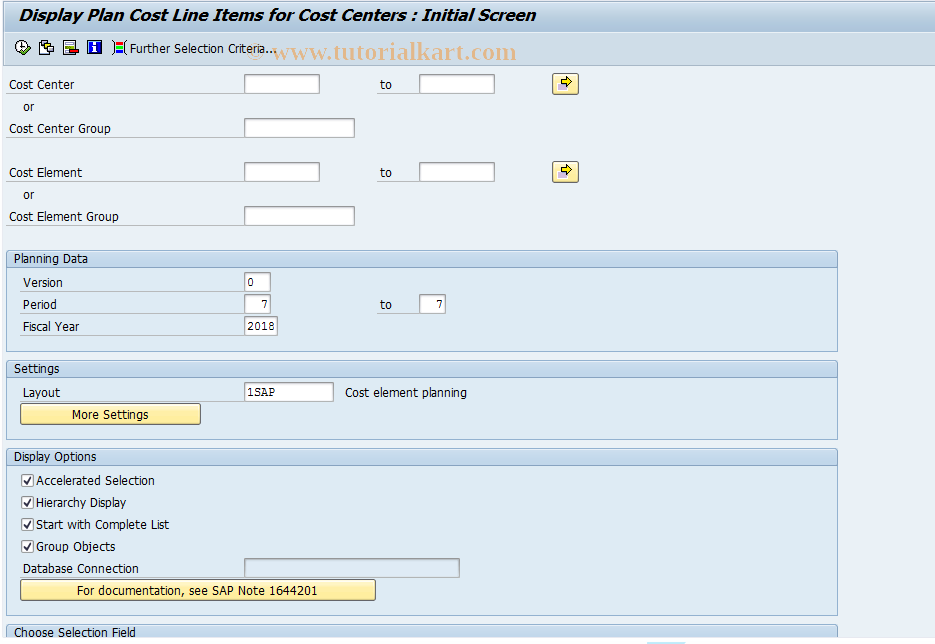 SAP TCode KSBPN - Cost Centers: Plan Line Items New