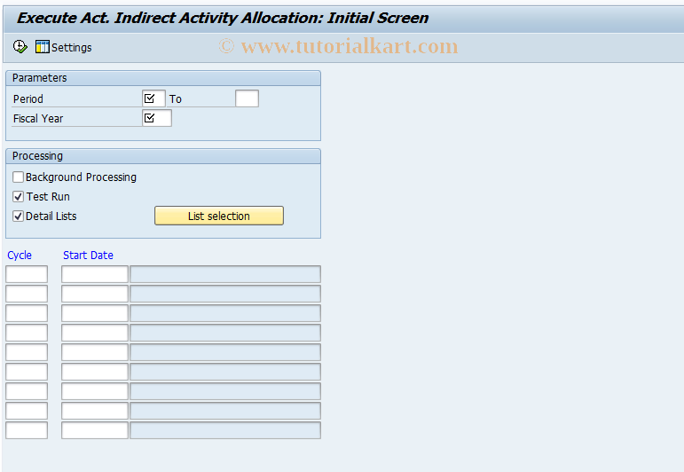 SAP TCode KSC5 - Execute Actual Indirect Acty Allocation 