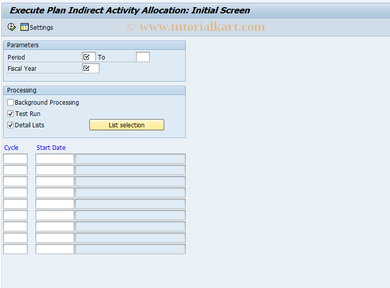 SAP TCode KSCB - Execute Plan Indirect Acty Allocation 