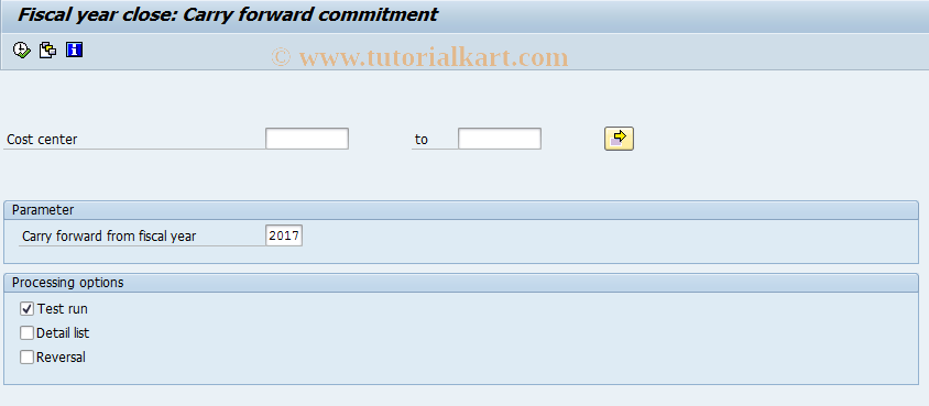 SAP TCode KSCF - Carry Forward Cost Center Commitment
