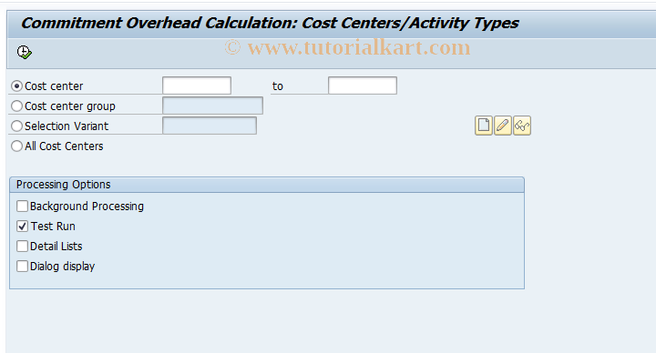 SAP TCode KSO9 - Commitment Overhead: Cost Centers