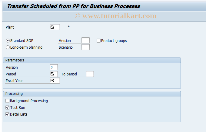 SAP TCode KSOP - CO-OM-ABC: Transfer SOP/LTP