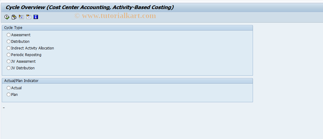 SAP TCode KSOV - Cycle Maintenance/Overview (CCA