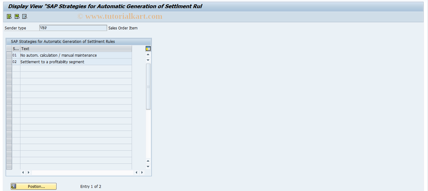 SAP TCode KSR1_VBP - Strategies for sales order item