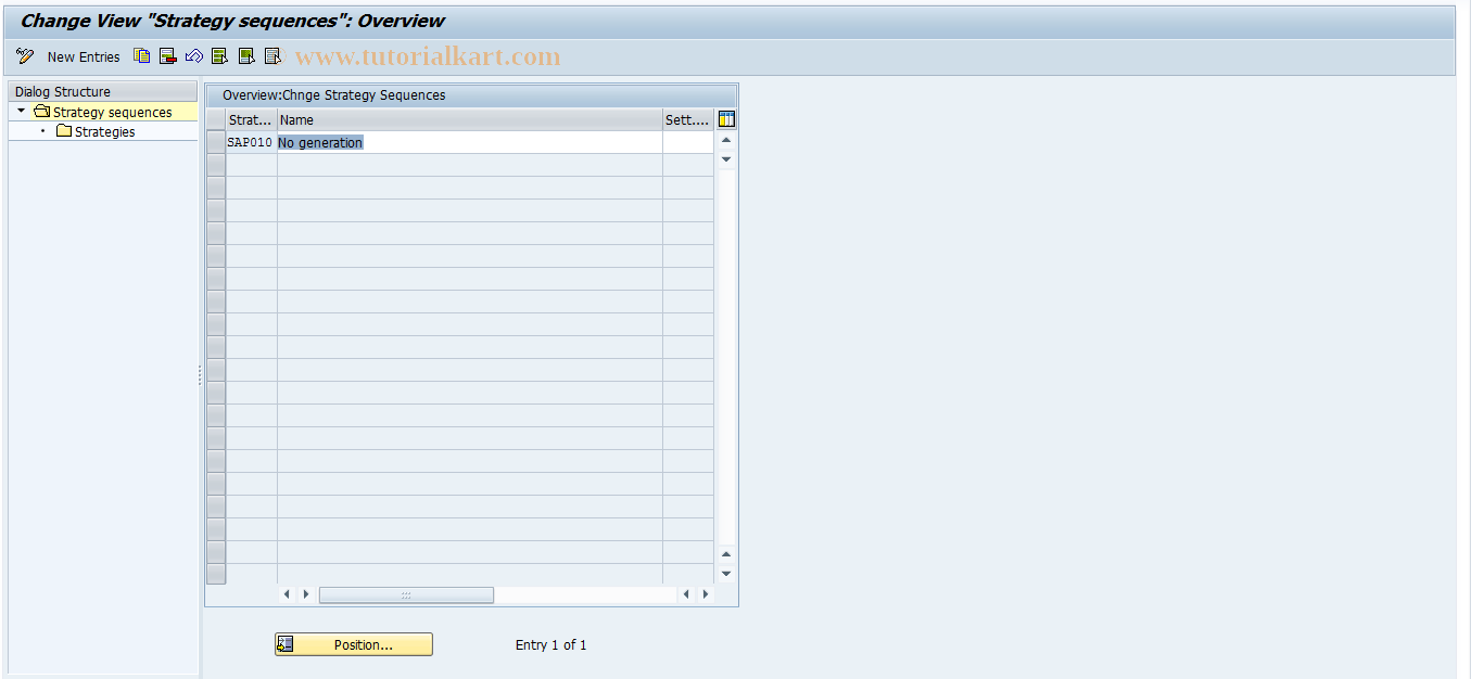 SAP TCode KSR2_NPH - Strategy Sequences for WBS Elements