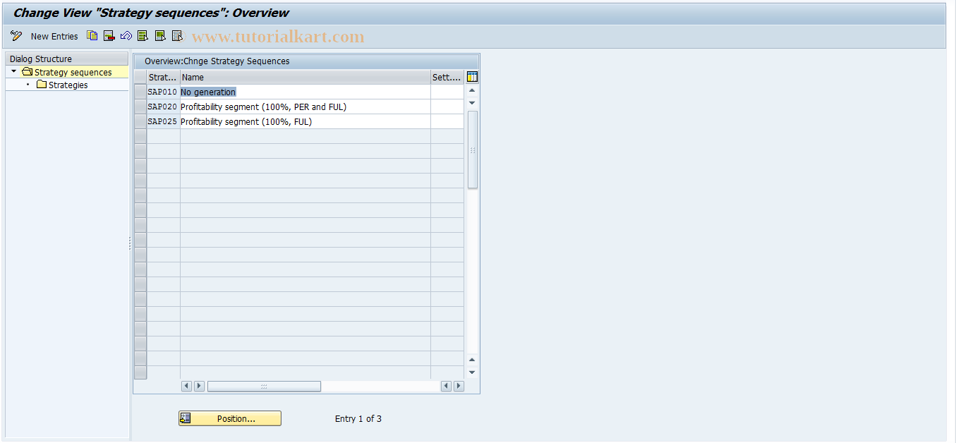 SAP TCode KSR2_VBP - Strat. sequences for sales order item