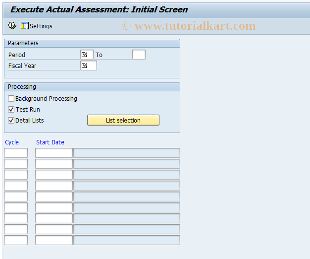 SAP TCode KSU5 - Execute Actual Assessment