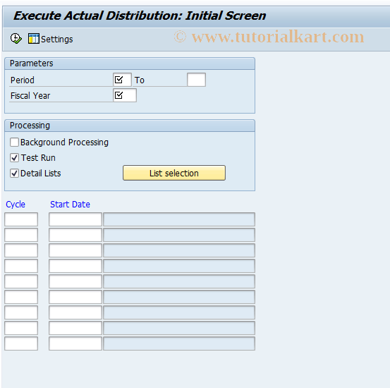 SAP TCode KSV5 - Execute Actual Distribution