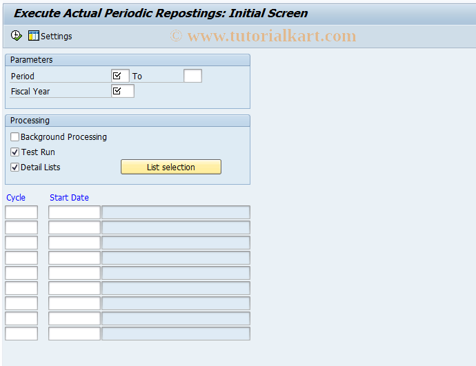 SAP TCode KSW5 - Execute Actual Periodic Reposting