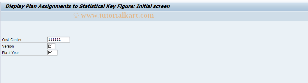 SAP TCode KVA1 - Display Plan Assignment CCtr/KF