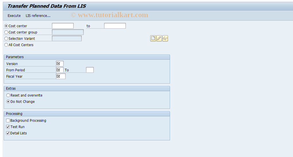 SAP TCode KVA4 - Transfer Plan Statistical Key Figure