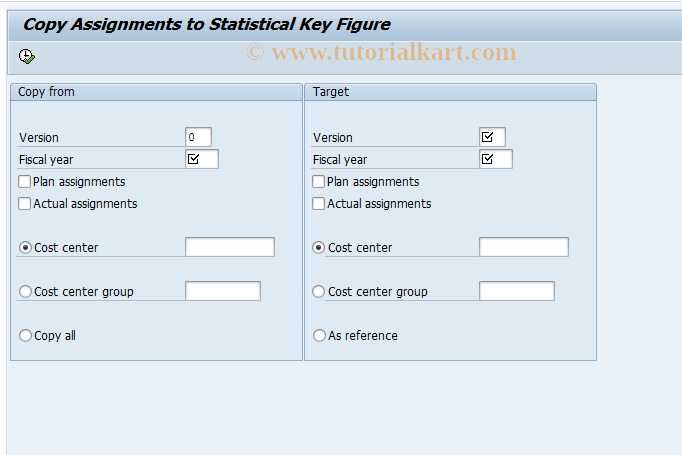 SAP TCode KVA6 - Copy Assignment CCtr/KF