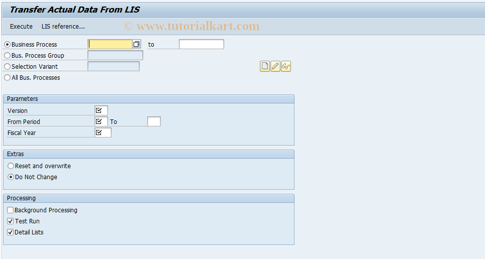 SAP TCode KVB5 - PROZ: Copy Actual Statistical Key Figures