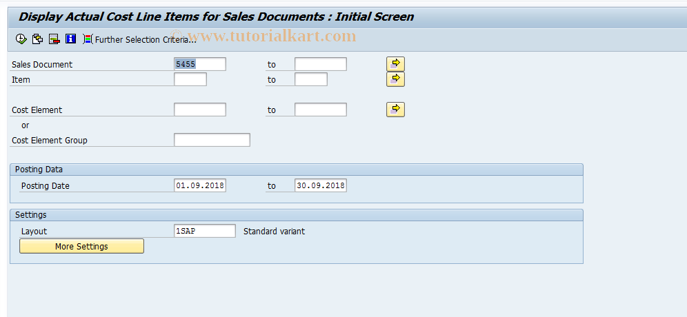 SAP TCode KVBI - Sales Documents: Line Items Actual