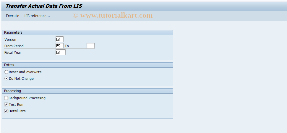 SAP TCode KVC5 - KSRTG: Copy Actual Statistical Key Figures