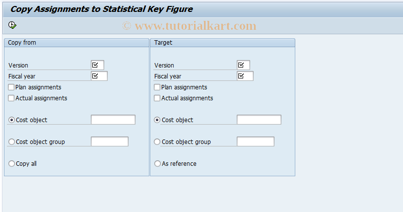 SAP TCode KVC6 - Copy Assignment Cost Object/Key Fig.
