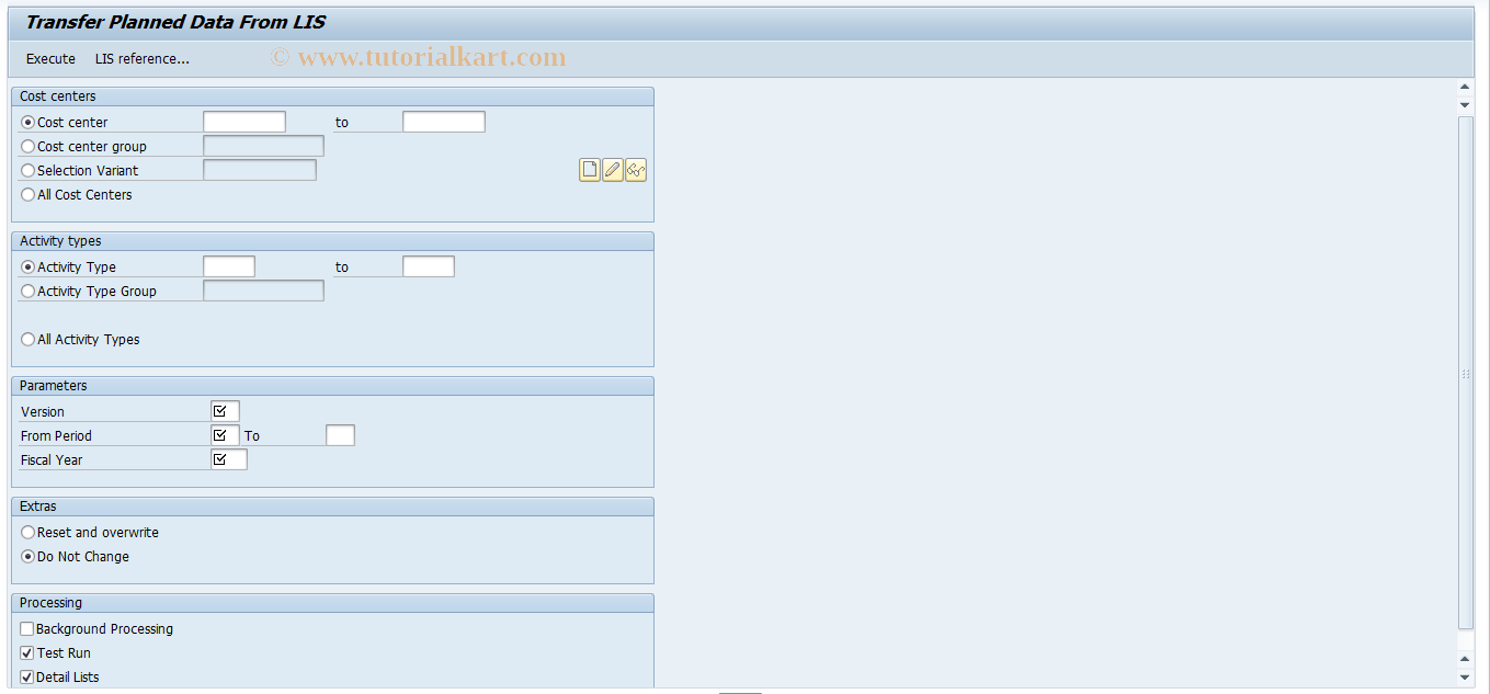 SAP TCode KVD4 - LSTAR: Copy Plan Statistical Key Figures