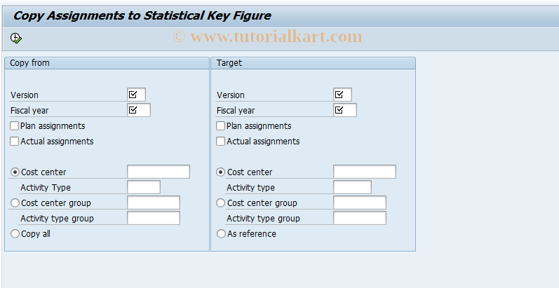 SAP TCode KVD6 - Copy Assignment ActType/Key Figure