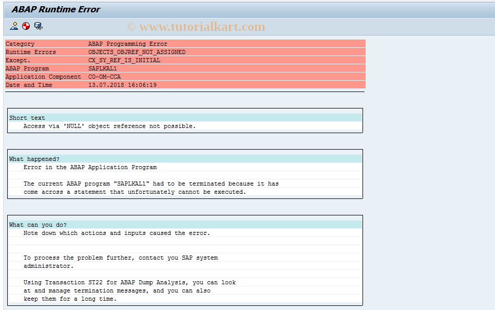 SAP TCode LAST_SHORTDUMP - Display Last Short Dump