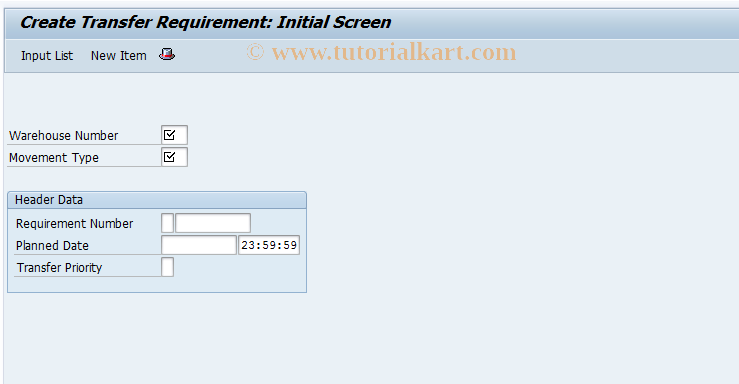 SAP TCode LB01 - Create Transfer Requirement