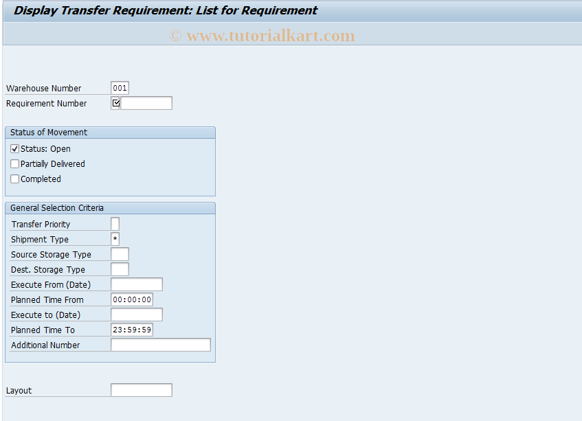 SAP TCode LB13 - TRs for Requirement