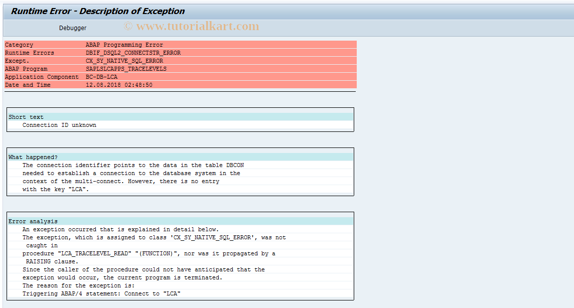 SAP TCode LCA02 - LCA Object Tracing