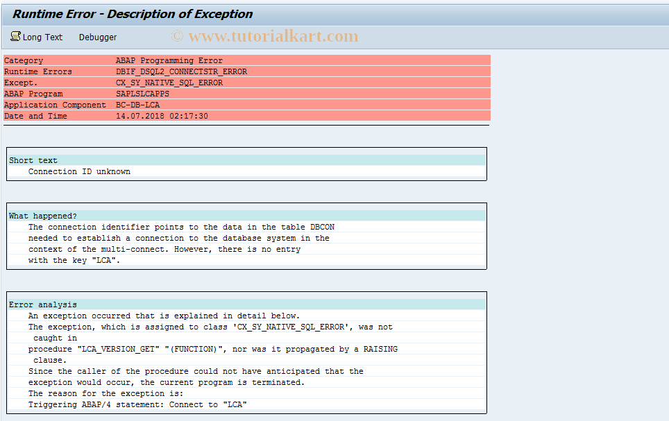 SAP TCode LCA04 - Display the Current LCA Version