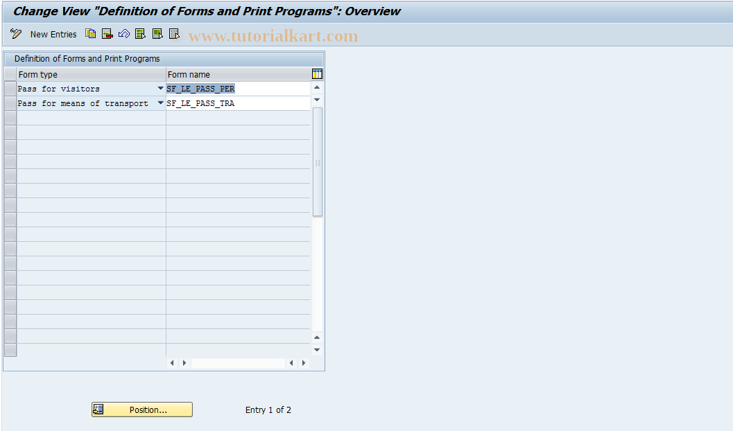 SAP TCode LECIFORM - Form Maintenance at Check-in