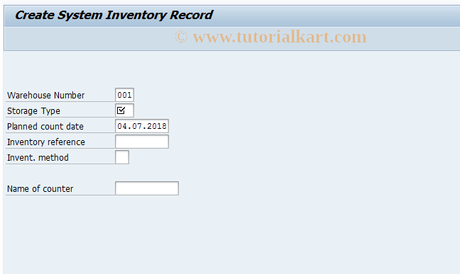 SAP TCode LI01 - Create System Inventory Record