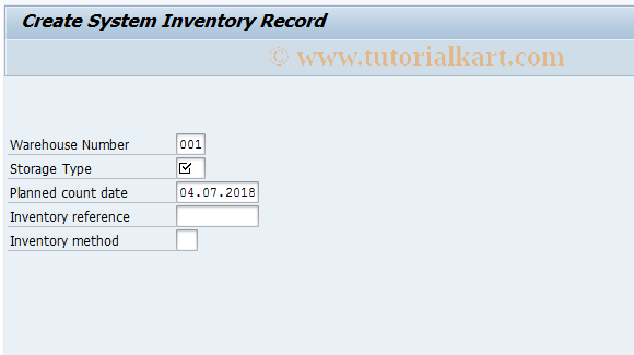 SAP TCode LI01N - Create System Inventory Record