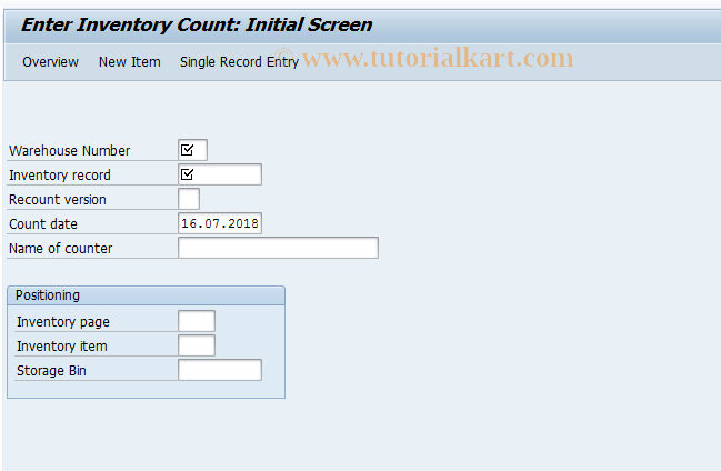 SAP TCode LI11N - Enter Inventory Count