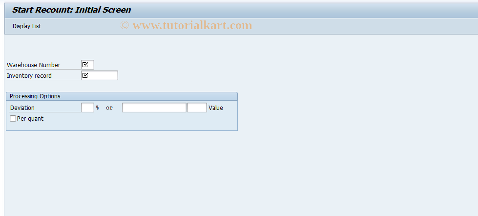 SAP TCode LI14 - Start Inventory Recount