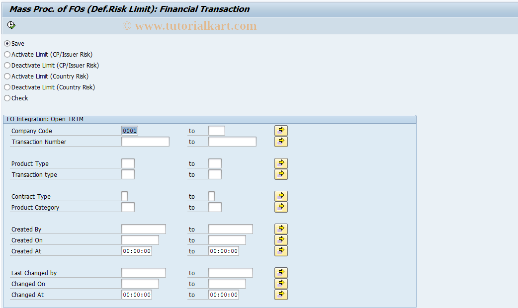 SAP TCode LMFO_TRTM_MUPD - FO-Int. Cl. Position Sec. Act - Mass Lim