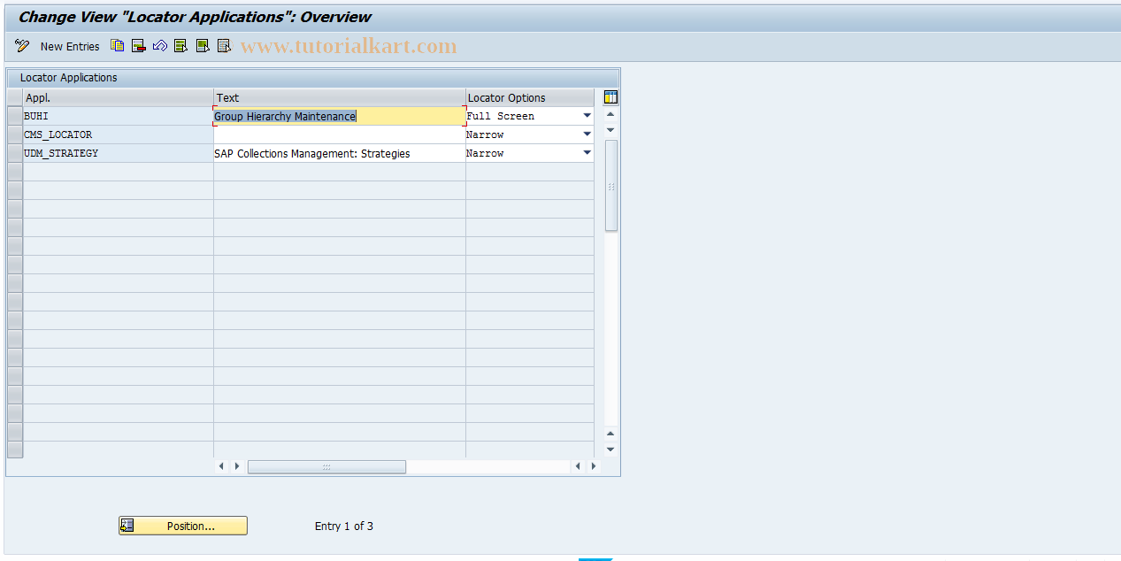 SAP TCode LOCA_APPL - Locator Applications