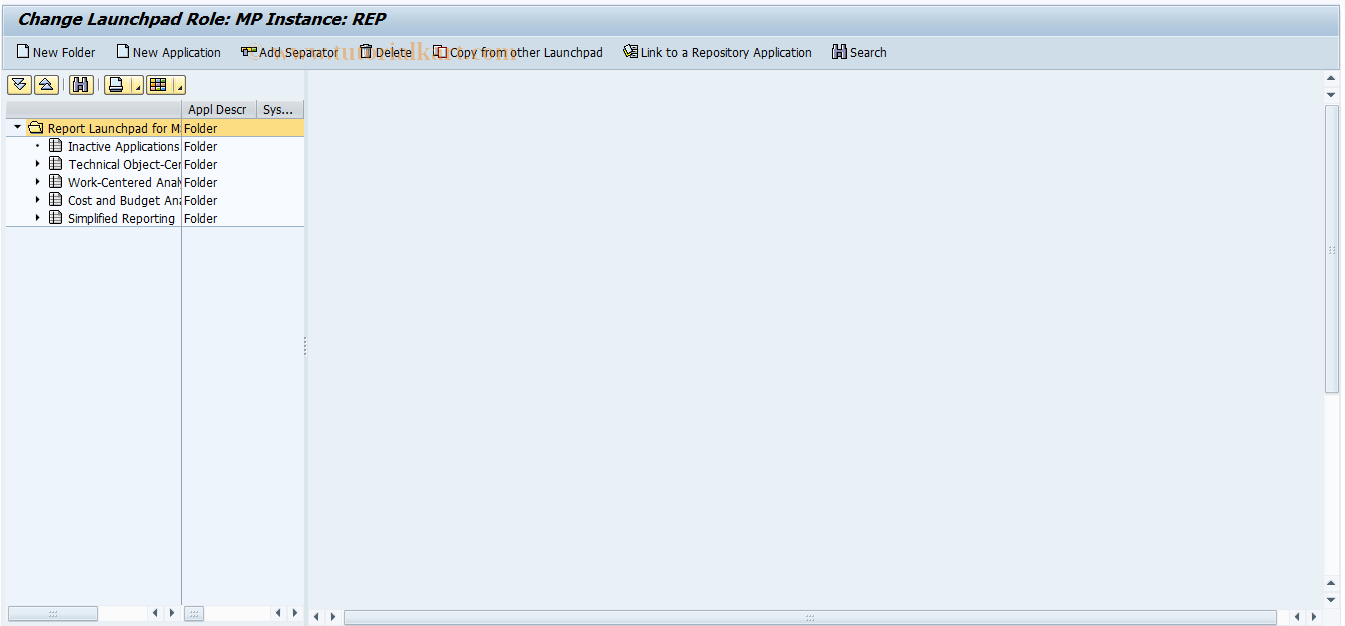SAP TCode LPD_MP_REP_CUST - MP Report Launchpad Customizing